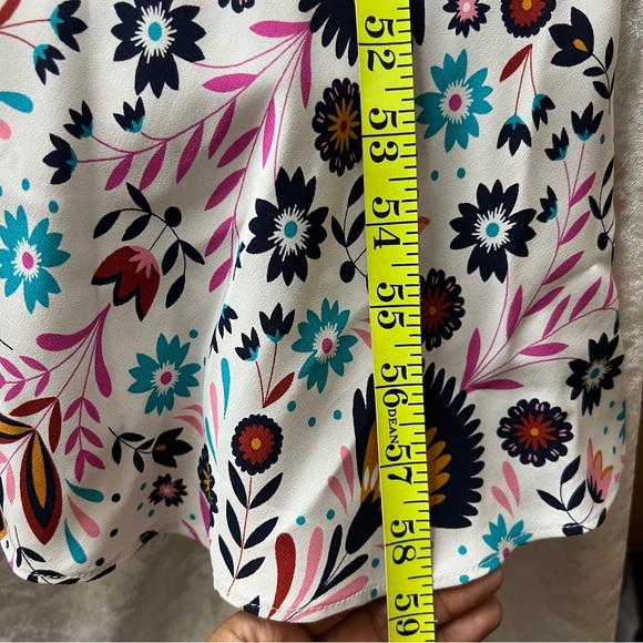 Boden Tessa Asymmetrical 12L Midi Dress Ivory Carnival Floral - Picture 6 of 10